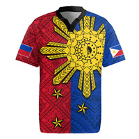 Philippines Sun Batok Tattoo Rugby Jersey Polynesian and Yakan Pattern LT03 Red - Polynesian Pride
