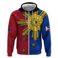 Philippines Sun Batok Tattoo Zip Hoodie Polynesian and Yakan Pattern