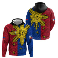 Philippines Sun Batok Tattoo Zip Hoodie Polynesian and Yakan Pattern