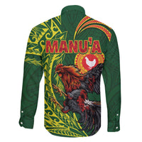 Proud of Manu'a Islands Family Matching Off The Shoulder Long Sleeve Dress and Hawaiian Shirt Rooster and Polynesian Art Wing Style