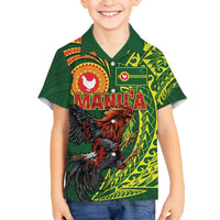 Proud of Manu'a Islands Family Matching Off Shoulder Short Dress and Hawaiian Shirt Rooster and Polynesian Art Wing Style