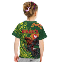 Proud of Manu'a Islands Kid T Shirt Rooster and Polynesian Art Wing Style