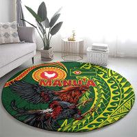 Proud of Manu'a Islands Round Carpet Rooster and Polynesian Art Wing Style
