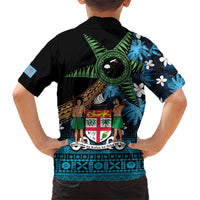 Fiji Day Family Matching Short Sleeve Bodycon Dress and Hawaiian Shirt Palm Tree With Plumeria Tapa Tribal Pattern LT03 - Polynesian Pride