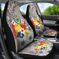 Tonga Culture Car Seat Cover Ngatu Pattern and Blooming Hibiscus
