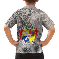 Tonga Culture Family Matching Long Sleeve Bodycon Dress and Hawaiian Shirt Ngatu Pattern and Blooming Hibiscus LT03 - Polynesian Pride