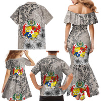 Tonga Culture Family Matching Mermaid Dress and Hawaiian Shirt Ngatu Pattern and Blooming Hibiscus LT03 - Polynesian Pride