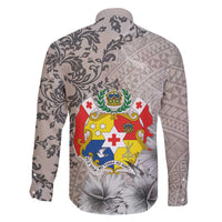 Tonga Culture Family Matching Off Shoulder Maxi Dress and Hawaiian Shirt Ngatu Pattern and Blooming Hibiscus