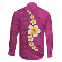 Polynesian Hibiscus and Plumeria with Tapa Pattern Family Matching Puletasi and Hawaiian Shirt Pink Color LT03 - Polynesian Pride