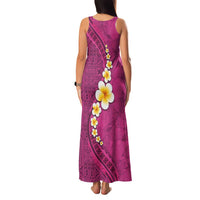 Polynesian Hibiscus and Plumeria with Tapa Pattern Family Matching Tank Maxi Dress and Hawaiian Shirt Pink Color