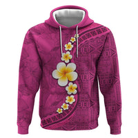 Polynesian Hibiscus and Plumeria with Tapa Pattern Zip Hoodie Pink Color LT03 Pullover Hoodie Pink - Polynesian Pride