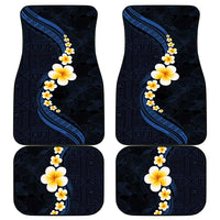 Pacific Hibiscus and Plumeria with Tapa Pattern Car Mats Dark Blue Color