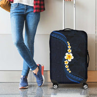 Pacific Hibiscus and Plumeria with Tapa Pattern Luggage Cover Dark Blue Color LT03 - Polynesian Pride