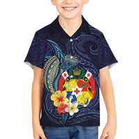 Tonga Vava'u Humpback Whale Blue Water Family Matching Short Sleeve Bodycon Dress and Hawaiian Shirt Polynesian Hibiscus Flowers LT03 Son's Shirt Blue - Polynesian Pride