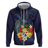 Tonga Vava'u Humpback Whale Blue Water Hoodie Polynesian Hibiscus Flowers