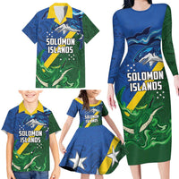 Solomon Islands Polynesian Tribal Shark and Crocodile Family Matching Long Sleeve Bodycon Dress and Hawaiian Shirt LT03 - Polynesian Pride