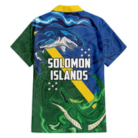 Solomon Islands Polynesian Tribal Shark and Crocodile Family Matching Off The Shoulder Long Sleeve Dress and Hawaiian Shirt