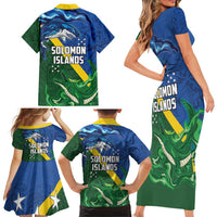Solomon Islands Polynesian Tribal Shark and Crocodile Family Matching Short Sleeve Bodycon Dress and Hawaiian Shirt LT03 - Polynesian Pride
