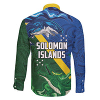 Solomon Islands Polynesian Tribal Shark and Crocodile Family Matching Short Sleeve Bodycon Dress and Hawaiian Shirt LT03 - Polynesian Pride
