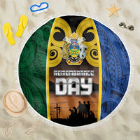 Solomon Islands Remembrance Day Beach Blanket Lest We Forget and Polynesian Tattoo Pattern LT03 One Size 150cm Black - Polynesian Pride