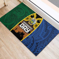 Solomon Islands Remembrance Day Rubber Doormat Lest We Forget and Polynesian Tattoo Pattern