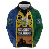 Solomon Islands Remembrance Day Zip Hoodie Lest We Forget and Polynesian Tattoo Pattern LT03 - Polynesian Pride