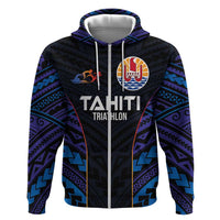 Personalised Tahiti Triathlon Polynesian Pattern Zip Hoodie LT03 Zip Hoodie Black - Polynesian Pride