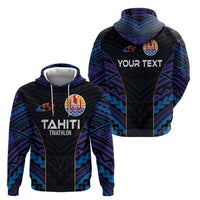 Personalised Tahiti Triathlon Polynesian Pattern Zip Hoodie LT03 - Polynesian Pride