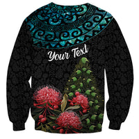 Personalized New Zealand Christmas Sweatshirt Maori Santa Pikorua and Pohutukawa Meri Kirihimete LT03 - Polynesian Pride