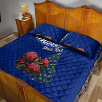 Personalized New Zealand Christmas Quilt Bed Set Maori Santa Pikorua and Pohutukawa Meri Kirihimete Blue LT03 - Polynesian Pride