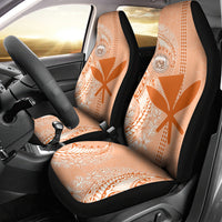 Kanaka Maoli Tropical Flowers with Kakau Tribal Car Seat Cover Peach Fuzz Color LT03 - Polynesian Pride