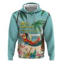 Aloha Hawaii It's 5 o'clock Somewhere Hoodie Chill Parrot on Beach with Tropical Plants LT03 Pullover Hoodie Multicolor - Polynesian Pride