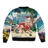 Mele Kalikimaka Hawaii It's 5 o'clock Somewhere Bomber Jacket Funny Lazy Santa Claus Chilling with Cocktail - Polynesian Pride