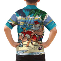 Mele Kalikimaka Hawaii It's 5 o'clock Somewhere Kid Hawaiian Shirt Funny Lazy Santa Claus Chilling with Cocktail - Polynesian Pride