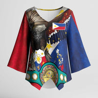 Custom Philippines World Champion Boxing Kimono Sleeve Blouse Eagle-Grunge Design LT03 Female Multicolor - Polynesian Pride