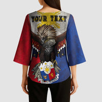 Custom Philippines World Champion Boxing Kimono Sleeve Blouse Eagle-Grunge Design LT03 - Polynesian Pride