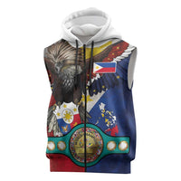 Custom Philippines World Champion Boxing Sleeveless Zip Hoodie Eagle-Grunge Design LT03 Multicolor - Polynesian Pride