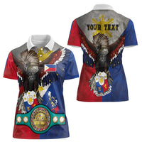 Custom Philippines World Champion Boxing Women Polo Shirt Eagle-Grunge Design - Polynesian Pride