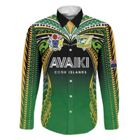 Custom Cook Islands Rugby League Family Matching Tank Maxi Dress and Hawaiian Shirt Avaiki Tatau Tribal Motifs Black Color LT03 Dad's Shirt - Long Sleeve Black - Polynesian Pride