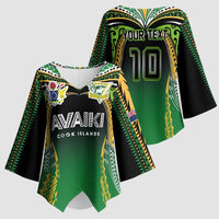 Custom Cook Islands Rugby League Kimono Sleeve Blouse Avaiki Tatau Tribal Motifs Black Color LT03 - Polynesian Pride