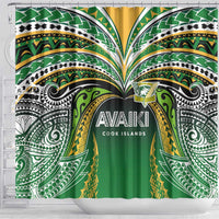 Cook Islands Rugby League Shower Curtain Avaiki Tatau Tribal Motifs Black Color LT03 - Polynesian Pride