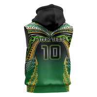 Custom Cook Islands Rugby League Sleeveless Hoodie Avaiki Tatau Tribal Motifs Black Color LT03 - Polynesian Pride