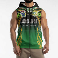 Custom Cook Islands Rugby League Sleeveless Zip Hoodie Avaiki Tatau Tribal Motifs Black Color LT03 - Polynesian Pride
