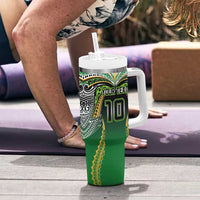 Custom Cook Islands Rugby League Tumbler With Handle Avaiki Tatau Tribal Motifs Black Color LT03 - Polynesian Pride