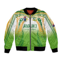 Custom Cook Islands Rugby League Bomber Jacket Avaiki Tatau Tribal Motifs White Color LT03 Unisex White - Polynesian Pride