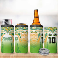 Custom Cook Islands Rugby League 4 in 1 Can Cooler Tumbler Avaiki Tatau Tribal Motifs White Color LT03 - Polynesian Pride