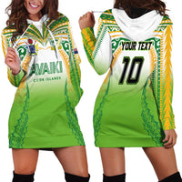 Custom Cook Islands Rugby League Hoodie Dress Avaiki Tatau Tribal Motifs White Color LT03 - Polynesian Pride