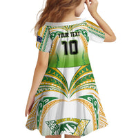 Custom Cook Islands Rugby League Kid Short Sleeve Dress Avaiki Tatau Tribal Motifs White Color LT03 - Polynesian Pride
