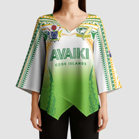 Custom Cook Islands Rugby League Kimono Sleeve Blouse Avaiki Tatau Tribal Motifs White Color LT03 - Polynesian Pride