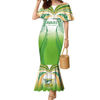 Custom Cook Islands Rugby League Mermaid Dress Avaiki Tatau Tribal Motifs White Color LT03 Women White - Polynesian Pride